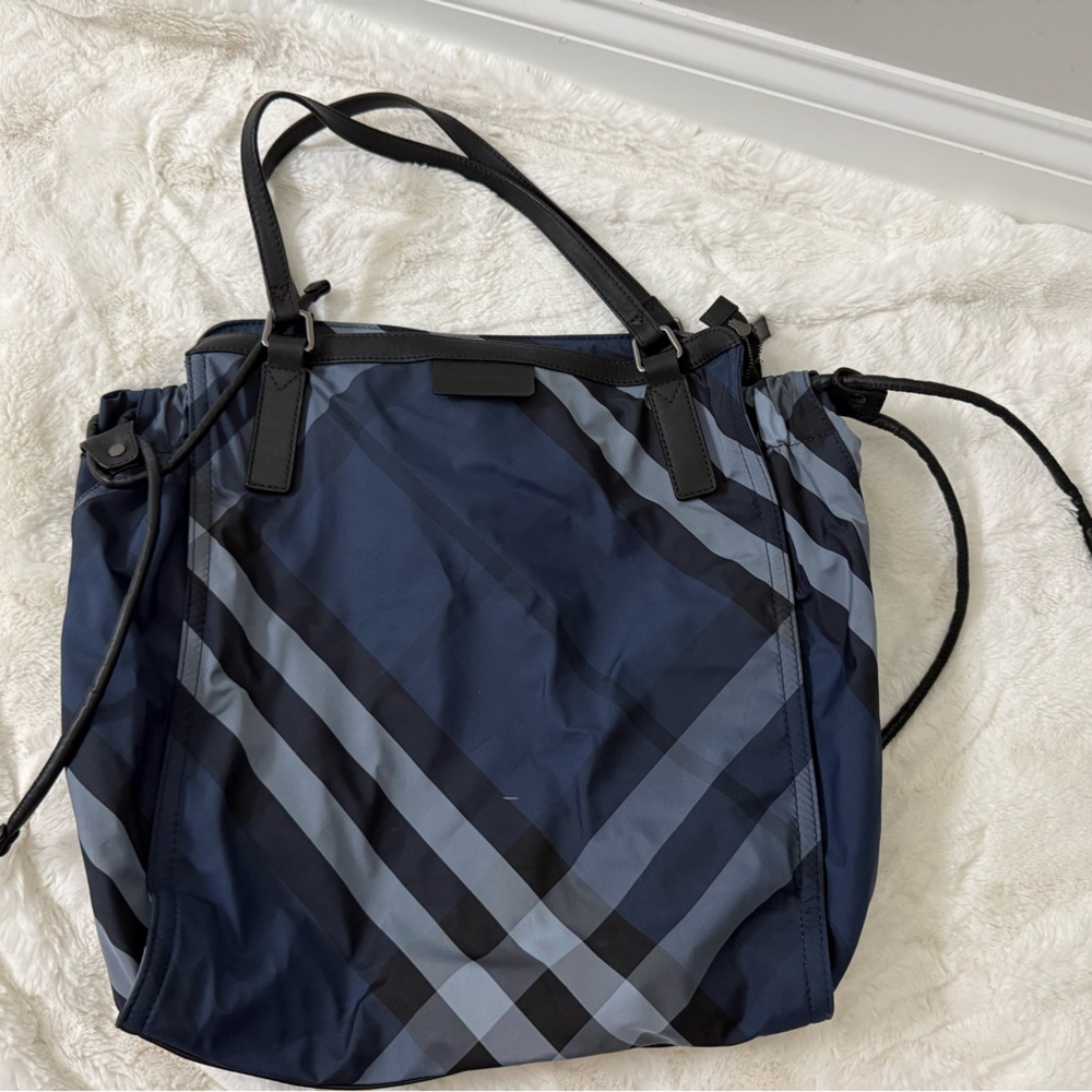 Burberry Blue/Navy Blue Nylon Tote